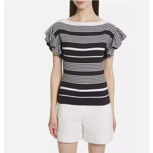 Grey by Jason Wu Ruffle Sleeve Knit Tee Striped Size XS Retail $650